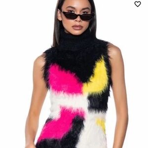 Kiki Ultra Fuzzy Bodycon mini dress with bucket hat and purse